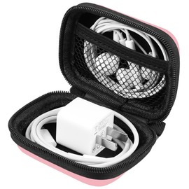 Earbud Case Holder, RISETECH Hard Earphone Travel Case Zipper Pouch Compatible with Wired Earbuds, TAGRY X08, Btootos A90 Pro, in Ear Monitor -Pink