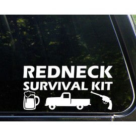Sweet Tea Decals Redneck Survival Kit - 9 1/4" x 4 1/2" - Vinyl Die Cut Decal/Bumper Sticker for Windows, Trucks, Cars, Laptops, Macbooks, Etc.