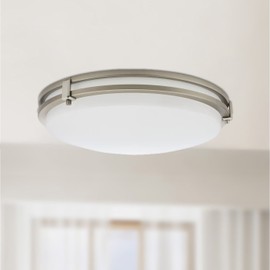 Lithonia Lighting FMSATL 13 14830 BN M4 LED Saturn Flushmount Ceiling Light Fixture for Kitchen | Hallway | Bedroom, Dimmable, 3000K, Antique Brushed Nickel