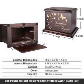 Cremation Memorial Urn for Human Ashes - Wooden Box and Casket for Adult Male Female Men Women Child - Large Burial Funeral Urn Holds Up to 270 LBS