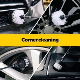 Holikme 8 Piece Drill Brush Attachments Set, Power Scrubber Brush with Extend Long Attachment，Cleaning Supplies，Scrub Brush，Shower Scrubber，Bathtub White