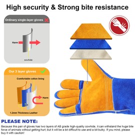 DLY Bite Resistant Gloves for Handling Animals, Anti-Bite Work Gloves for Welding, Caring, Handling Dog/Cat/Bird/Snake/Parrot/Lizard/Reptiles (17.7 Inches / 45 cm)