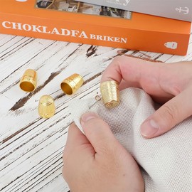 JEYORZY 8 Piece Thimble, Adjustable Fingertip Protector Set, Thimble Finger Cushion Grips Thick Reusable Finger Protection, Thimbles for Hand Sewing