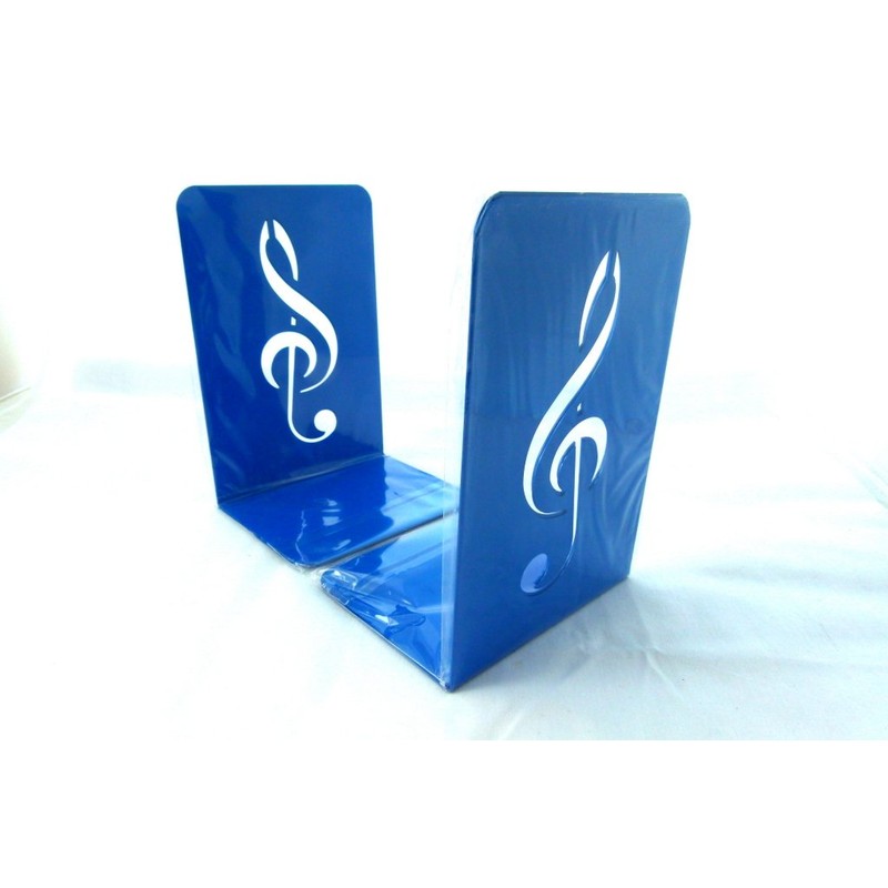 Music Themed Bookend - A Pair of Solid Blue Treble