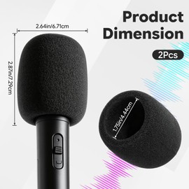 Foam Microphone Cover, 2Pcs Black Headset Mic Windscreen Covers, Soft Microphone Protectiors Caps for Standard Handheld Microphone, Studio, Podcast Recording, Host, Presenter, Anchor, KTV