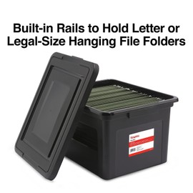 Staples Hanging File Box, Snap Lid, Letter/Legal Size, Black; 1-Count
