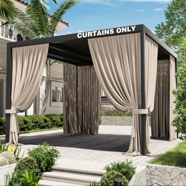Kimunuk Gazebo Universal Replacement Privacy Curtain,12'X12' Gazebo Outdoor Waterproof Curtains,