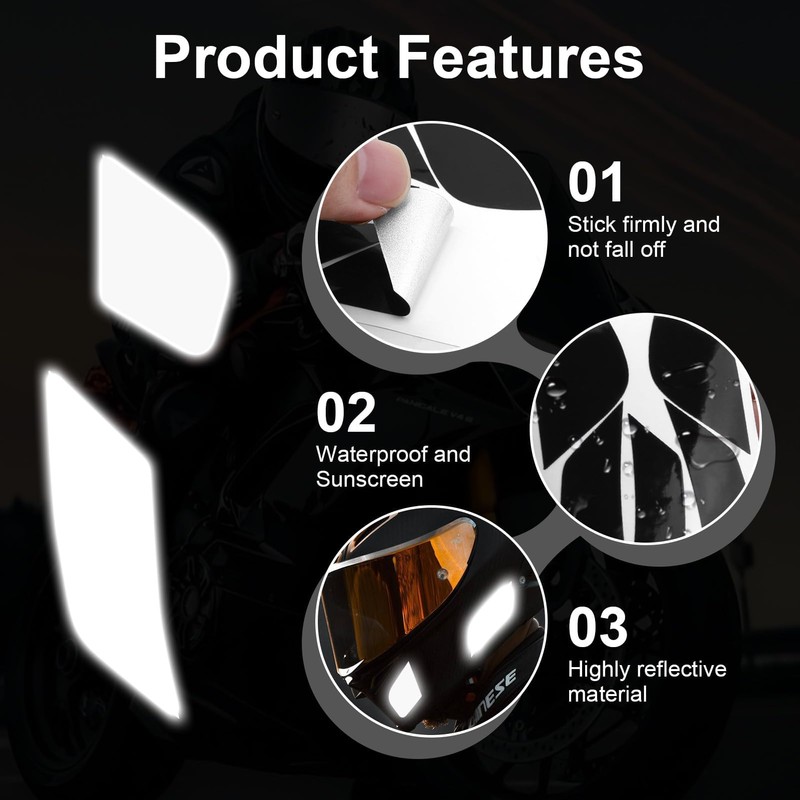 5 x Reflective Stickers for Motorcycle Helmet, High Visibility and
