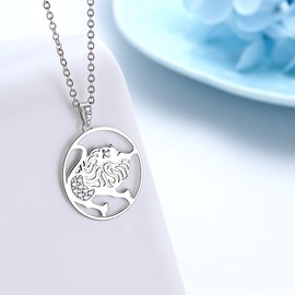 Zoidac Sign Leo Necklace for Men Women Unisex Constellation Jewellery 925 Sterling Silver Synthetic Diamond Horoscope Astrology Necklace for Party FP0092Z