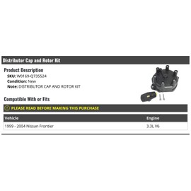 Marketplace Auto Parts Distributor Cap and Rotor Kit - Compatible with 1999-2004 Nissan Frontier 3.3L V6