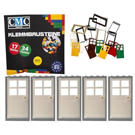 CMC imports 5 x Clamping Blocks Door Frame + Door Leaf 1 x 4 x 6 Nubs City Building City 60596 (Light Grey - White)