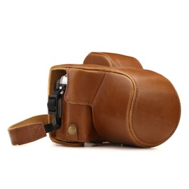 MegaGear MG1347 Olympus OM-D E-M10 Mark III (14-42mm) Ever Ready Leather Camera Case and Strap - Light Brown