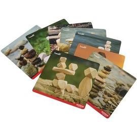 Constructive Playthings Natural Wooden Balancing Blocks with Idea Cards, 11pcs.