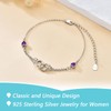 Purple Anklet for Women Sterling Silver Anklets Double Heart Anklets