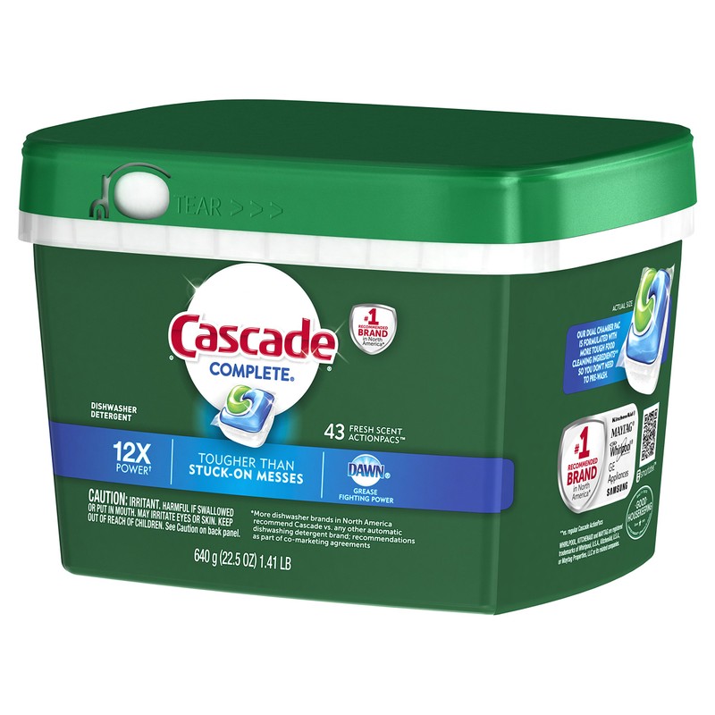 Cascade Complete Dishwasher Pods, Actionpacs Dishwasher Detergent, Fresh Scent with