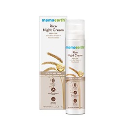 MAMAEARTH Crema De Noche De Agua De Arroz Con Niacinamida Para Una Piel Radiante  Hidratante Facial Reparadora Nocturna  Todo Tipo De Piel  50 G      