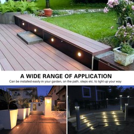QACA Led Deck Lights Outdoor Waterproof Low Voltage Stainless Steel 1W Outdoor Yard Garden Decoration Lamps Landscape Pathway Patio Step Stairs LED In-ground Lights Black Border(6pcs,Warm White)