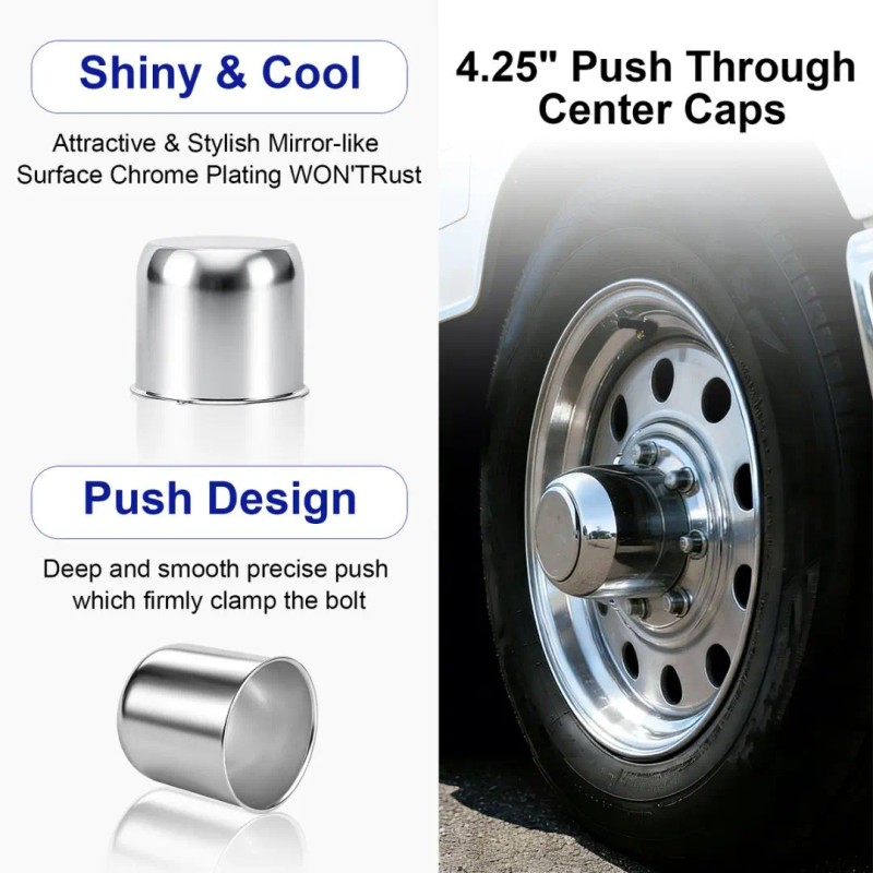 4.25"Push Through Center Caps for Trailer Truck RV Wheel Rims
