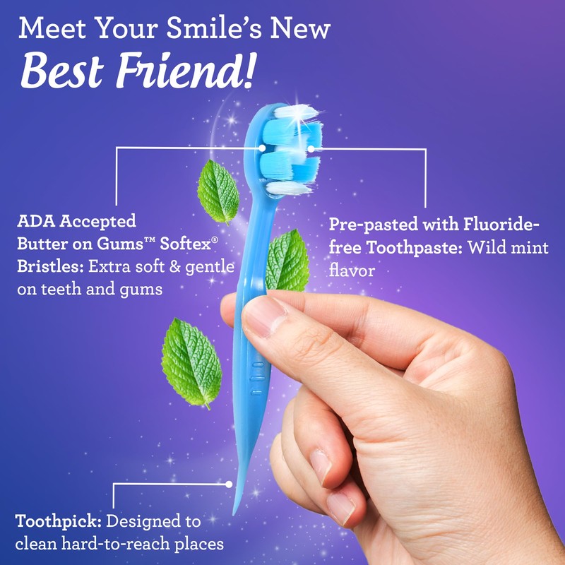 GuruNanda Ready-to-Go Disposable Mini Travel Toothbrushes - Butter on Gums