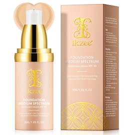 Base de maquillaje 4 en 1 con FPS 50+, de larga duración y resistente al agua, que cambia de color, corrector hidratante de espectro claro para gimnasios y deportes, 30 g/1,05 fl.oz.