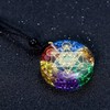 Orgone Metatron Cube Om Necklace, Chakra Crystal Stone for Healing