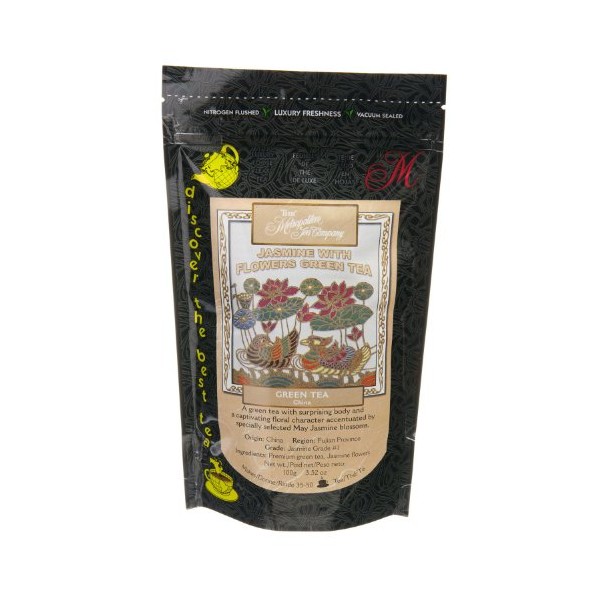 Metropolitan Tea Discovery Loose Tea Pack, Jasmine with Flowers Green Tea, 100gm