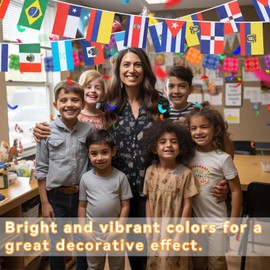 2 Set Latin America 21 Countries String Flags, Hispanic Heritage Month Decorations, 25ft Assorted Latino Flag Banners for Classroom Sports Bars Party Decor