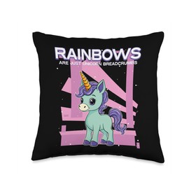 Rainbows Are Just Unicorn Breadcrumbs Unicorn Throw Pillow