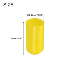 MECCANIXITY 8Pcs Heat Shrink End Cap 25mm ID x 50mm L 1.5:1 Ratio Heat Shrink Tubing Caps Lined Sealed Waterproof Adhesive for Electrical Wire Cable, Yellow