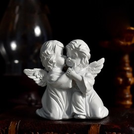 OwMell Little Angel Statue Figurine, Resin Cherub Statue Sleeping Angle Sculpture, Remembrance Healing Sympathy Gift for Memorial, Shelf Home Living Room Desktop Office Decoration - Hugging Angels