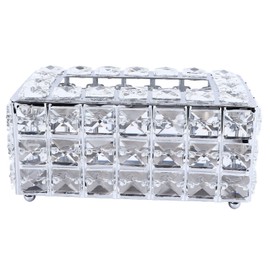 Crystal Tissue Dispenser Elegant Crystal Napkin Holder Decorative Facial Tissue Holder for Bathroom Living Room Silver