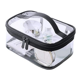 kuou Clear Make up Bag, Gift Cosmetic Bag Portable Waterproof PVC Travel Bag Brushes Organizer for Men and Women Travel Business Bathroom(Black)
