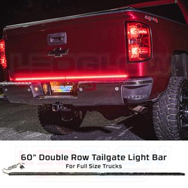 LEDGlow 60" Double Row Tailgate LED Light Bar for Full Size Pickup Trucks - White Reverse Lights - Red Brake, Running, Turn Signals & Hazard Lights - Waterproof - Plug & Play Flat 4 Pin Connector