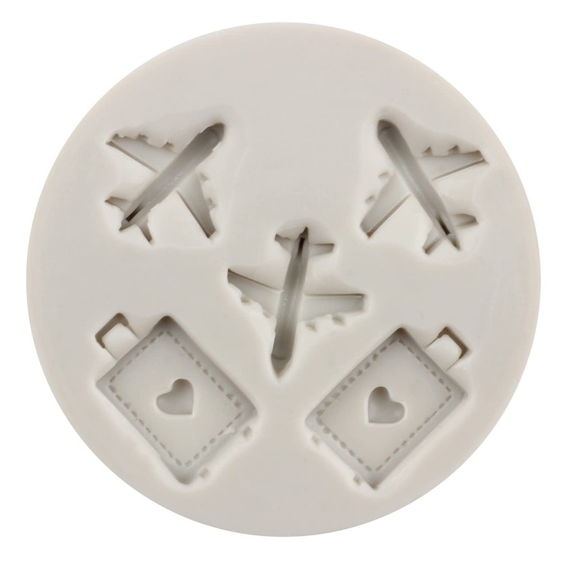 Airplane Silicone Molds Travel Luggage Bag Fondant Mold Set Of