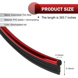 Diamall Electroplated Car Interior Trim Strip, 32.8ft Flexible DIY Dashboard & Door Molding Insert with Installation Tool, Car Interior Filler Insert Strips, Universal Fit for Most Vehicles (Red)