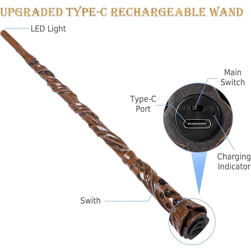 Light Up Magic Wizard Wand with 5 Static Light Colors,