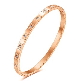 E EMZHOLE Classic Cubic Bangle Created with Zircondia Crystals, Birthday Thanksgiving Christmas Xmas Gift for Women Mum Mother Wife (Rose Gold)