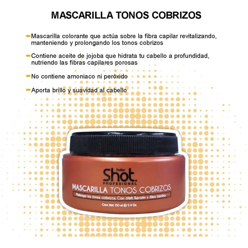 Mascarilla Capilar Matizador Cobrizo Kolor Shot Con Keratina