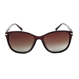 CLF Genuine Christian Lafayette Ladies Polarized Sunglasses for Women Driving, Black Plastic frame, Light Anti Glare Brown Lenses UV400 Protection