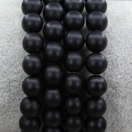 Keleny Natural 8mm Matt Black Agate Round Beads Stone Stretch Bracelet 7 Inch Unisex