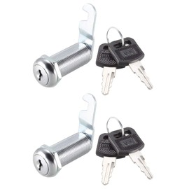 sourcing map Cam Lock 1-1/2 Inch Cylinder Long Cabinet Locks with No.1 Cam Fits 1-3/8 Inch Max Thickness Plate Key Different Pack of 2