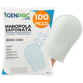100 Manopole Saponate Monouso di Alta Qualità, Impermeabili all'interno, con Soffice Spugna Esterna, Guanti Saponati Monouso Delicatamente Profumati, Senza Risciacquo, Guanti Saponati per Anziani