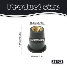 25x M6 Rubber Well Nuts,black rubber well nuts kit,brass rubber well nuts, Boat Windshield Mounts for Motorbikes, Kayaks, Canoes & Boats