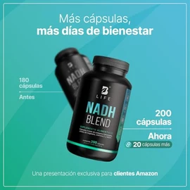 B Life NADH 200 Cpsulas  200 Das de Consumo  6 Veces Ms Producto vs Otros  Nicotinamida Potenciada con Magnesio y Colgeno  Antioxidante NAD Blend.    