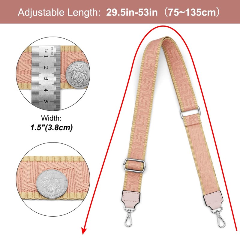 Bag Straps for Changing Silver Carabiner Adjustable Shoulder Strap for