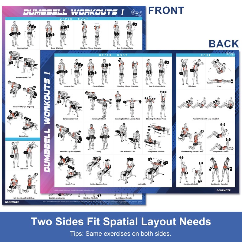 Dumbbell Workout Poster Set (2 Pack) - Workout Posters for