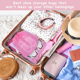 Large Shoe Bags Travel Shoe Storage Bags 8pcs Portable Drawstring Dustproof Shoes Bags with Transparent Slot Shoes Packing Organizer for Daily Use and Travel