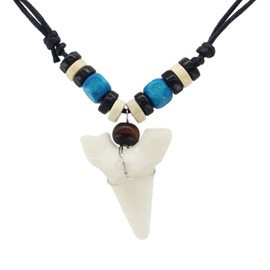 Scddboy Scddboy Shark Tooth Necklace for Mens Beach Surfer Hawaiian Adjustable Cord Resin Necklace