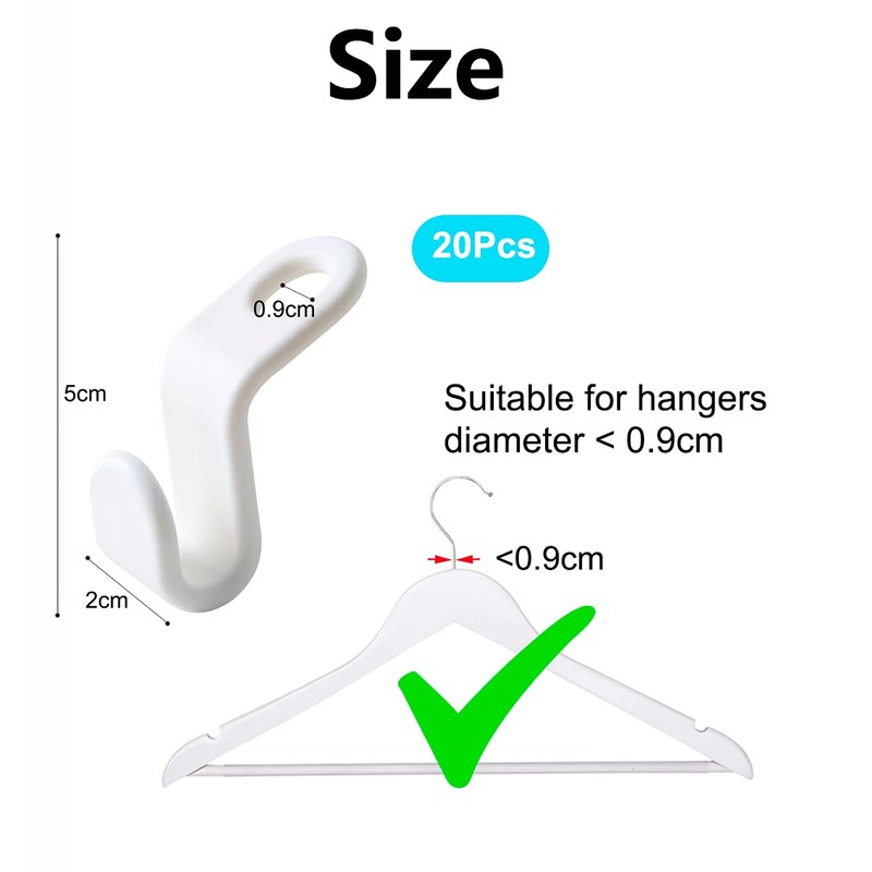 Bakecat Clothes Hanger Connector Hooks, 20 Pcs Coat Hanger Hooks