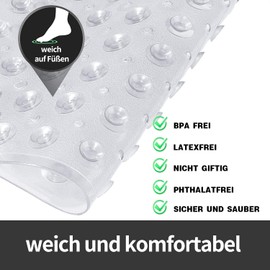 WIMAHA Square Shower Mats, 53 x 53 cm, Non-Slip Bath Mats, Anti-Mould Bath Mats with Suction Cup, Safety Bathroom Mat, Machine Washable Bath Mat